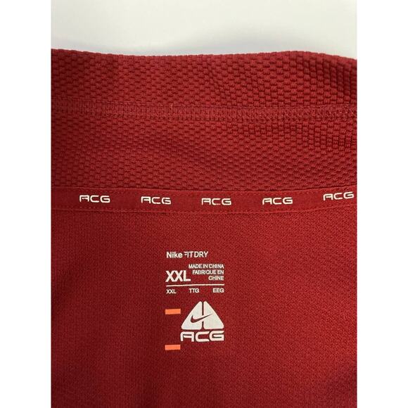 NIKE ACG Pullover 1/4 Zip Quarter Zip Red Gray Fit Dry Long Sleeves XXL 2XL - Picture 9 of 11